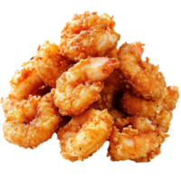 Crispy fried shrimp piled high on a clean plate ready to be enjoyed at a seafood restaurant, A delicious pile fried shrimp on a clean transparent background png