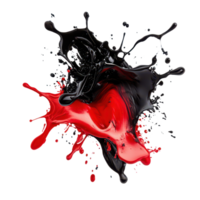 A dynamic splash of black and red paint isolated on a transparent background captures vibrant color interaction, black red color splash isolated on transparent background png