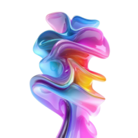 Multicolored flowing abstract shape with smooth transparent background, showcasing vibrant hues and fluid motion, 3d rendering multicolored flowing isolated transparent background png