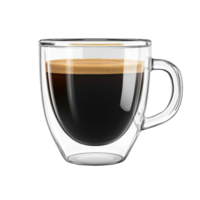 Enjoying a rich cup of black coffee in a clear glass mug against a clean transparent background, Black coffee in glass cupisolated on transparent background png