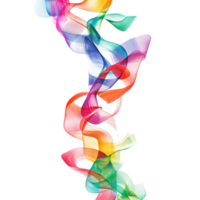 Colorful abstract streamers gracefully twisting against a clean transparent background, creating a vibrant visual experience, Abstract colorful streamers, transparent background. png