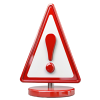 Warning sign featuring an exclamation mark and a solid base, ready for placement in various safety, 3d warning sign with an exclamation mark isolated on transparent background png