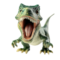 A playful toy dinosaur with an open mouth against a transparent background capturing the joy of childhood discovery, A Playful Toy Dinosaur with Open Mouth, transparent background. png