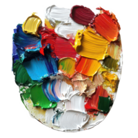 A colorful paint palette on offers a burst of hues for creative expression, Artistic Paint Palette, transparent background. png