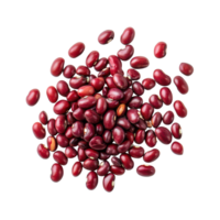 Top view of fresh azuki bean seeds scattered on a transparent background, highlighting their vibrant red color, Azuki Bean or Red Bean Seeds Top View on transparent background png