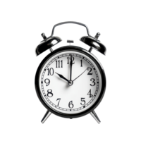 Classic alarm clock on a transparent background showing the time with a clear view of its design and features, Alarm clock isolated transparent background png