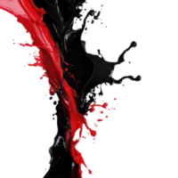 Bold black and red paint splash creating dynamic patterns against a clean backdrop in an artistic expression, black red color splash isolated on transparent background png