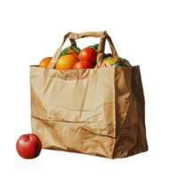 Freshly bagged groceries with oranges and apples placed on a kitchen countertop during the day, Bag groceries png