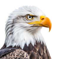 American Bald Eagle showcasing its majestic features against a clean backdrop with vibrant details, American Bald Eagle on transparent background png