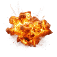 Massive fire explosion on a transparent background, showcasing vibrant flames and debris during an intense combustion event, big fire explosion isolated on transparent background png