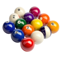 Colorful billiard balls arranged on a table for a game of pool during an evening gathering, Balls sport billiard pool ball billiards snooker pool, transparent background. png