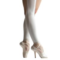 Ballet dancer in tights and pointe shoes poses elegantly in a studio setting during a rehearsal, Ballet Dancer in Tights and Pointe Shoes Standing in Studio, transparent background. png
