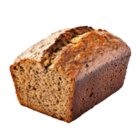 Deliciously moist homemade banana bread loaf isolated on a clean transparent background perfect for breakfast or snacks, Banana bread isolated on transparent background png