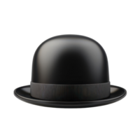 Classic black bowler hat isolated on a pristine transparent background showcasing its elegant and timeless design, Black bowler hat isolated on transparent background png