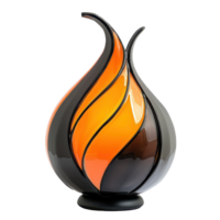 Elegant black and orange lamp with a unique swirl design perfect for modern home decor and ambient lighting, black and orange lamp with a swirl design on it, transparent background. png