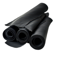 Rolls of black textile fabric on a transparent background ready for various crafting and sewing projects, Black Rolled Textile, transparent background. png