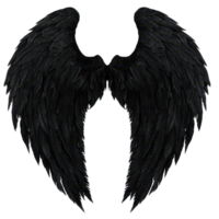 Stunning black demon wings isolated against a crisp transparent background, showcasing intricate feather details and texture, Black demon wings isolated on transparent background png