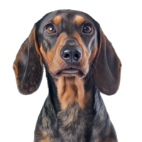 A beautiful Basset Hound dog with expressive eyes on a clean transparent background showcasing its friendly nature, Bas Hound dog on transparent background png