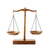 Traditional balance scales on a transparent background showcasing equality and justice concepts in a neutral setting, Balance Scales on transparent background png