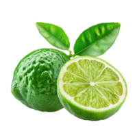 Fresh bergamot with a half slice and green leaves isolated on a transparent background for culinary use, bergamot with half and leaf isolated on transparent background png