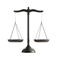 Classic balance scales on a transparent background symbolizing justice and equality in law and daily life, Balance Scales on transparent background png