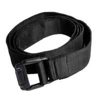 Durable black nylon fastening belt featuring a sturdy buckle on a clean transparent background, Black nylon fastening belt isolated on transparent background png