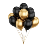 Celebrate Black Friday with stylish black and golden balloons for festive decorations, black and golden balloons for Black Friday isolated on transparent background png