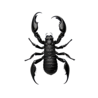 A black scorpion displayed prominently against a clean transparent background showcasing its unique features and structure, Black Scorpion on transparent background png