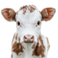 Adorable young calf with charming face in pastoral farm setting during sunny afternoon, Adorable Calve The Cutest Face in the Animal Kingdom, transparent background. png