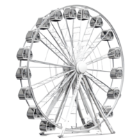 A large Ferris wheel against a clean transparent background showcasing its structure and design intricacies, a portrait a Ferris wheel, transparent background. png