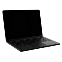 A sleek black laptop computer isolated on a clean transparent background showcasing modern design and versatility, Black Laptop Computer isolated on transparent background png