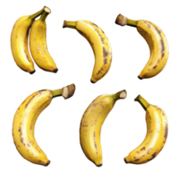 Different angles of bananas arranged artistically on a dark background showcasing their vibrant yellow color, Bananas in different angles png