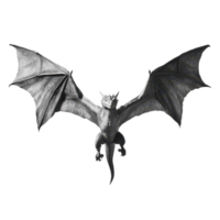 A majestic dragon soars through the sky against a stark transparent background in this captured moment of flight, black and photo a dragon flying, transparent background png