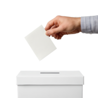 A person casts a ballot into a ballot box during an election process at a voting location, A hand throwing a ballot into a ballot box isolated on transparent background png