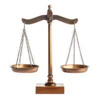 Balance scales with a vintage design resting on a transparent background for legal and educational purposes, Balance Scales on transparent background png
