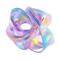 Holographic shapes on a transparent background create a mesmerizing, colorful display with fluid design, Abstract Holographic 3D Shapes - On transparent background png