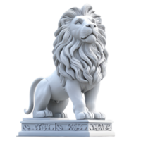 Artistic cartoon-style lion stone statue in a creative design setting for inspiration and decoration, Artistic Lion Stone Statue in 3D Cartoon Style Isolated on transparent background png