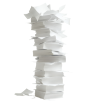 A tower of papers illustrating organized chaos in a minimalist workspace during daylight hours, A Tower Paper A Visual Metaphor for Organized Chaos, transparent background. png