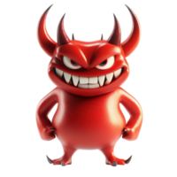 Cartoon devil character with mischievous expression standing confidently on a bright transparent background, 3D Cartoon Devil Characters on transparent background png