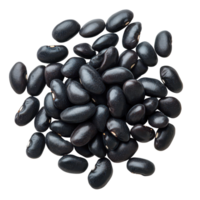 Black beans piled on a transparent background showcasing their glossy texture and varied shapes, Black beans isolated on transparent background png