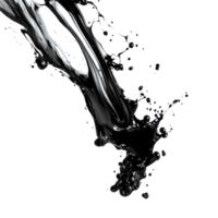 Dynamic black ink splash on a transparent background capturing fluidity and contrasting textures in creative art, Abstract Black Ink Splash On transparent background png