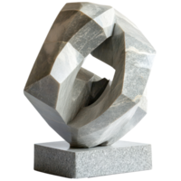 Intricate geometric stone sculpture showcasing artistic abstraction and unique design elements, Artistic Stone Sculpture Abstract Geometric Art, transparent background. png