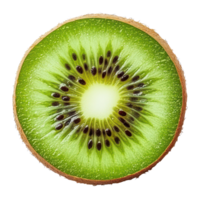 Fresh slice of kiwi fruit isolated on a clean transparent background showcasing vibrant green pulp and tiny black seeds, Beautiful slice kiwiisolated on transparent background png