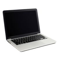 A sleek black laptop computer isolated on a clean transparent background for technology and workspace inspiration, Black Laptop Computer isolated on transparent background png