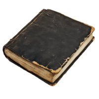 A worn black book labeled private resting on a transparent background showcasing its aged texture and character, black book with a private written on it, transparent background. png