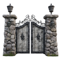 A beautiful stone gate with ornate details standing alone against a transparent background ideal for artistic compositions, Beautiful stone gate on aisolated on transparent background png