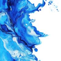 Abstract blue artwork with fluid patterns on a canvas showcasing vibrant movement and energy, Abstract blue painting on transparent background png