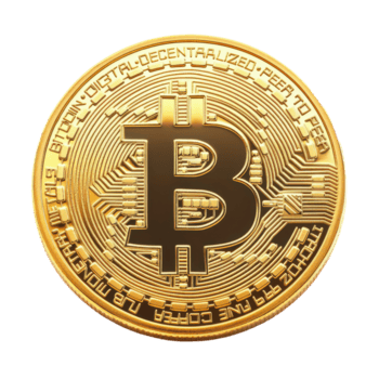 uma ampla dourado bitcoin em uma transparente fundo representa digital moeda e criptomoeda inovação, grande dourado bitcoin transparente fundo png