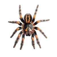 Aerial view of a vibrant tarantula on a clean transparent background highlighting its unique patterns and features, Aerial View Tarantula on transparent background png