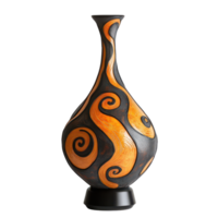 Stylish black and orange lamp with a swirl design displayed on a clean, neutral backdrop, black and orange lamp with a swirl design on it, transparent background. png